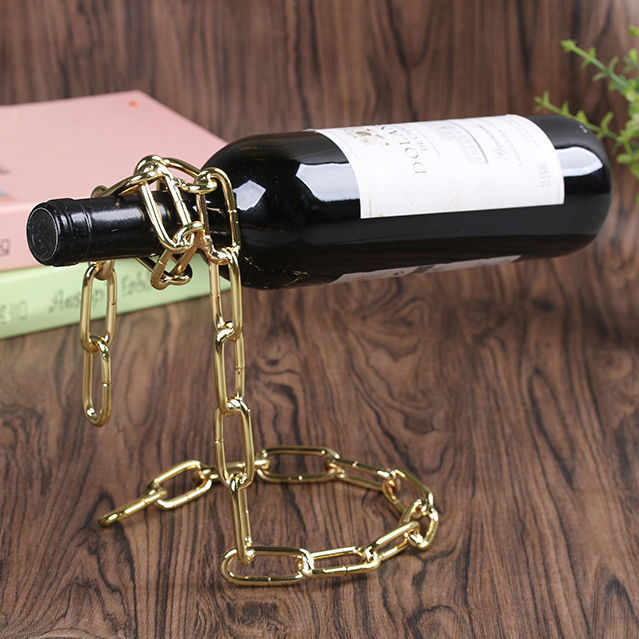 Suspended Wrought Iron Chain Red Wine Shelf Wine Bottle Decoration European Style